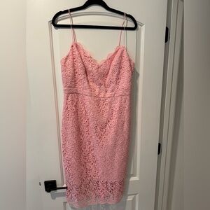 J. Crew Pink Lace Midi Dress